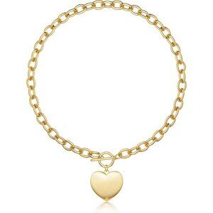 14K Gold heart-gd Plated Chunky Layered Necklace | Paperclip Herringbone Chain